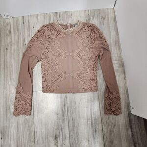 Charlotte Russe Blouse Sheer with Lace Woman's Size S